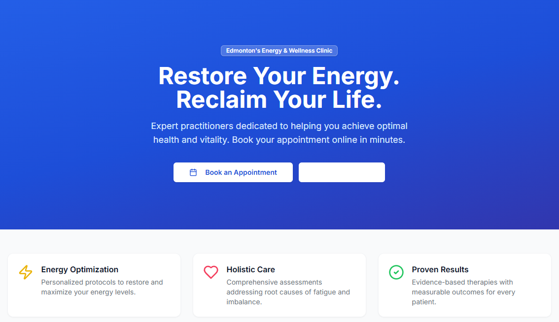 Healthcare booking platform developed for Revive Energy Clinic
